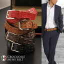 イタリア製 ポロサス ホーンバック 背ワニ ベルト 40mm メンズ シングル バックル(No.06000670-mens-1) クロコダイル 鰐革 ワニ革 本...
