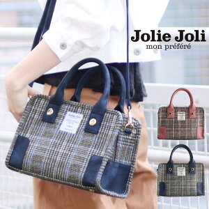 [Jolie Joli] ジョリージョリ バッグ 2WAY ツイード プリント ゴールド 金具 レディース ピンク/ネイビー ギフト プレゼント ホワイトデー