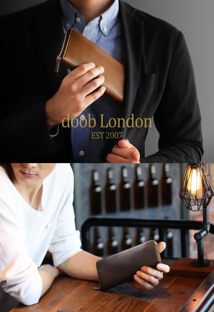 コードバン 財布 メンズ 長財布 doob London ブランド ラウンドファスナー 本革 薄型 スリム ブラック グリーン ライトブラウン ダークブラウン ネイビー かっこいい 40代 50代 上質 (No.09000086-mens-1) ギフト 春財布 父の日 開運財布