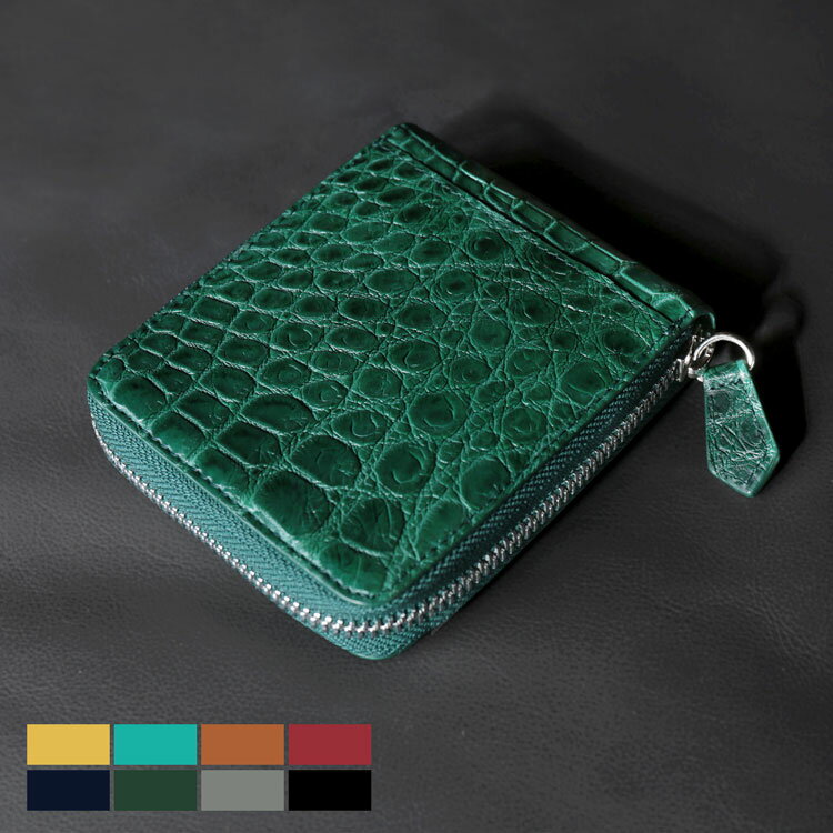 クロコダイル ラウンドファスナー 二つ折り財布 メンズ マット コンパクト 財布 革 コンパクト 高級 鰐革 本革 レザー プレゼント 春財布A 4FA (06...