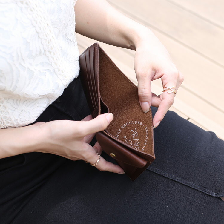 ベジタブル タンニン レザー 2つ折り 財布 日本製 本革 レディース【名入れ 可能】イタリアンレザー 牛革 PRAIRIE [プレリー] ミニ 薄型財布 折り財布 おしゃれ 軽量 丈夫 4FA(09000530r) 一粒万倍 春財布