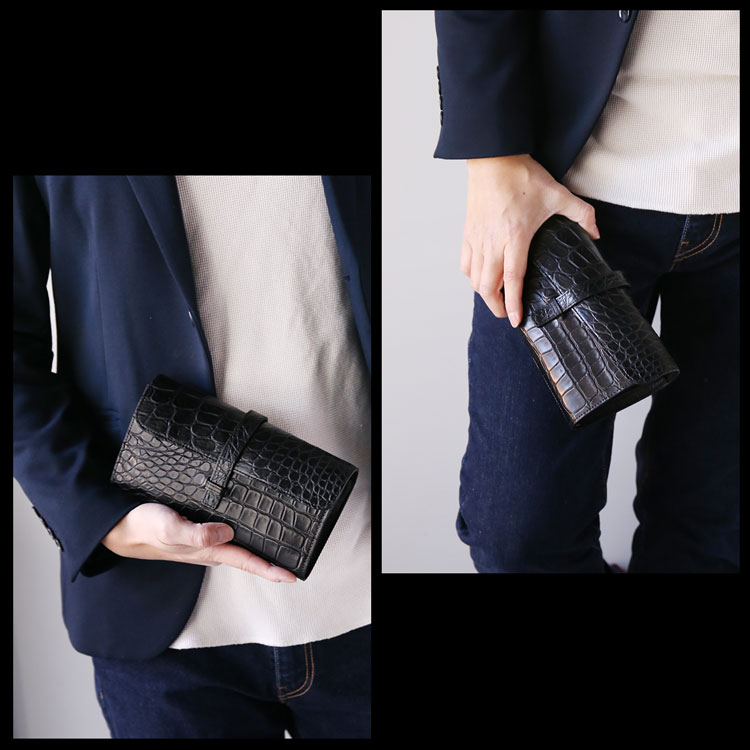 【5％OFFクーポン】クロコダイル メンズ 長財布 多機能 クラッチ財布 日本製 マッ...