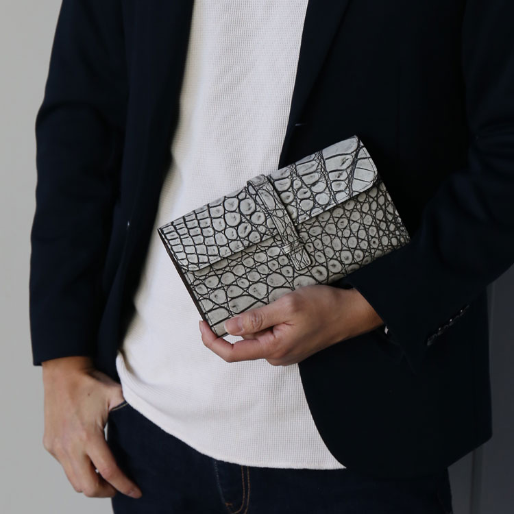 【5％OFFクーポン】クロコダイル メンズ 長財布 多機能 クラッチ財布 日本製 マッ...