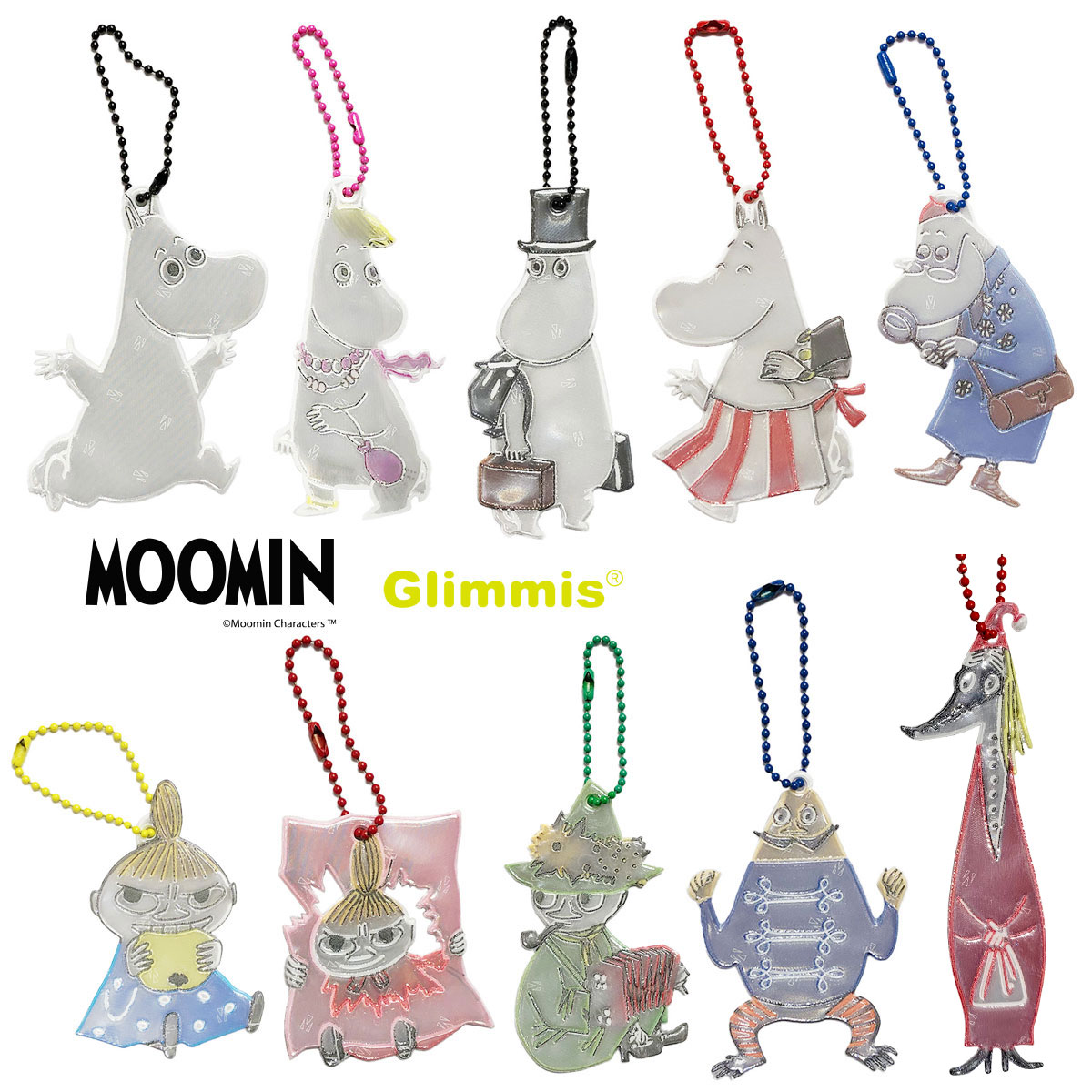 【グリミス ムーミン moomin / フルカラー】☆★パート2★☆ 暗い夜道も安心！反射グッズ北欧から学ぶ 安心 交通安全グッズ -Glimmis- リフレクター（反射板）【un】