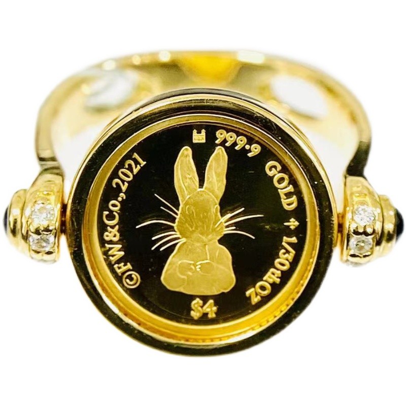 ピーターラビット イギリス サファイア 2021年 1/30オンス 6.2g 12号 K18/24 純金 両面ガラス付き イエローゴールド コレクション Gold 【新品】