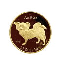 犬金貨 パピヨン犬 クック諸島 1992年 24金 純金 1/10オンス 3.1g イエローゴールド コイン GOLD コレクション 美品