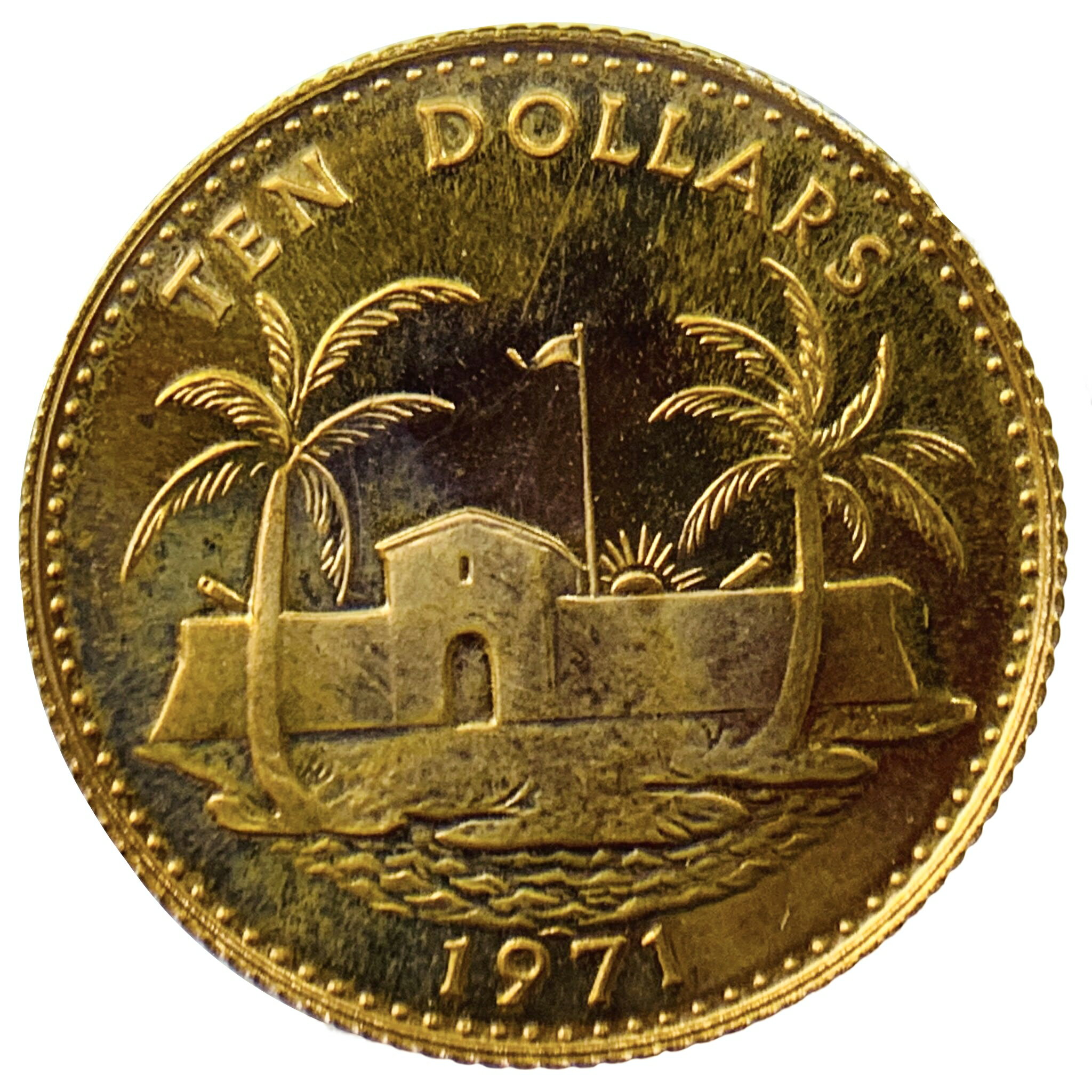 バハマ諸島 10ドル金貨 エリザベス女王二世 20ドル K22 1971年 3.9g イエローゴールド コイン GOLD コレクション 美品