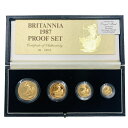 1987 英国 エリザベス2世 ブリタニア チャリオット 金貨 4枚セット 元箱付 イギリス 22金 イエローゴールド