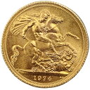 エリザベス2世 金貨 イギリス ソブリン 美品 1974年 22金 7.98g イエローゴールド コイン GOLD コレクション 美品