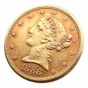 自由の女神 イーグル金貨 リバティ アメリカ 1886年 21.6金 8.3g コイン イエローゴールド コレクション Gold 美品