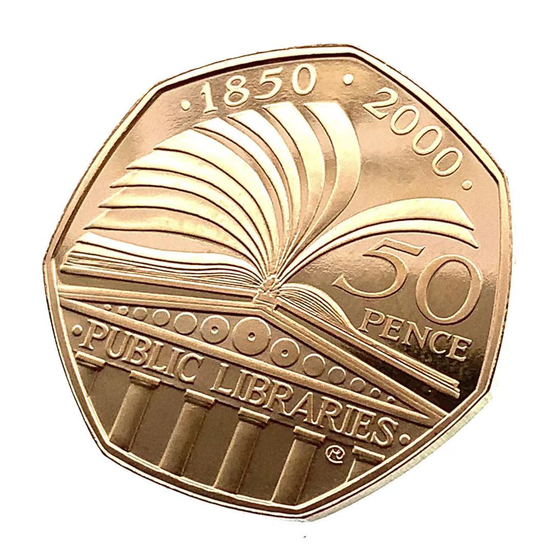 イギリス 公立図書館 150周年金貨 1/2オンス 2000年 エリザベス女王二世 K22 イエローゴールド コレクション Gold