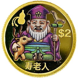 七福神 寿老人金貨 じゅろうじん ツバル カラー コイン 2010年 1.2g 24金 純金 1/25オンス イエローゴールド エリザベス2世 コレクション gold 美品