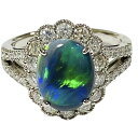 1.637ct ブラックオパール 0.73ct ダイヤモンド デザイン リング プラチナ Pt900 10号 5.99g【中古】