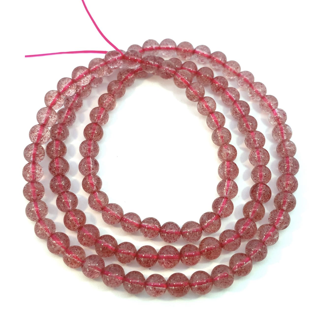 ストロベリークリスタル 5mm ネックレス ロングブレスレット 55cm