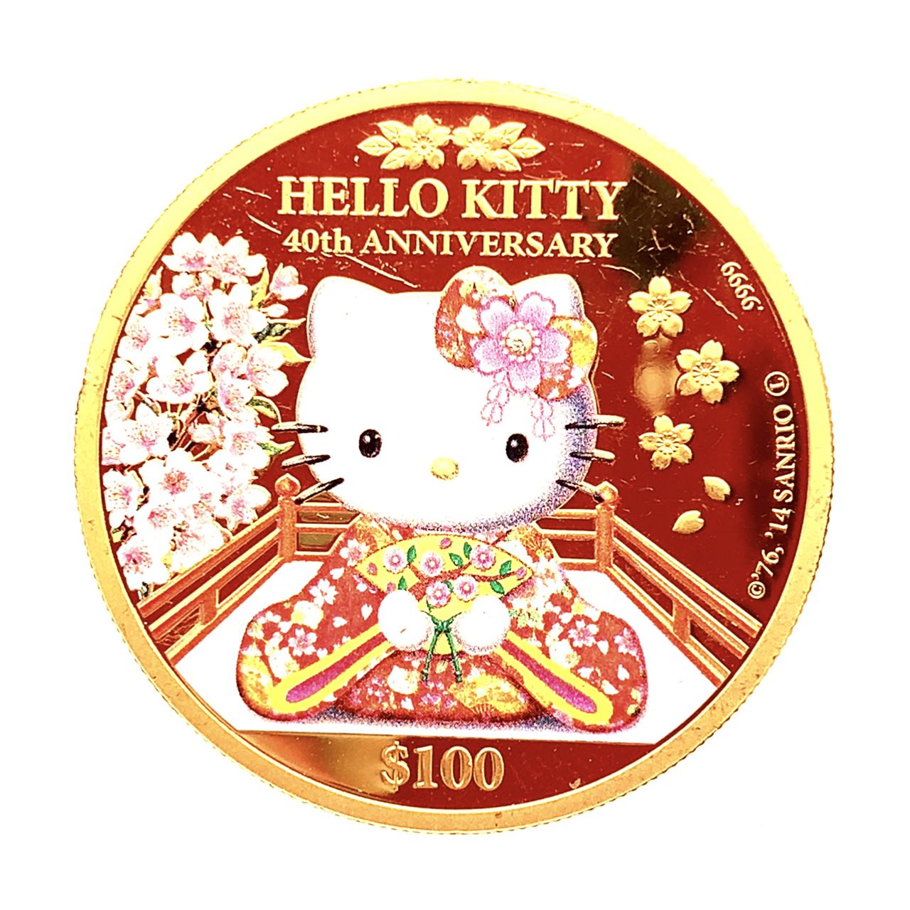 美品 ハローキティ金貨 HELLO KITTY 2014年 1/2オンス 15.5g 24金 純金 カラーコイン イエローゴールド コレクション Goldのサムネイル