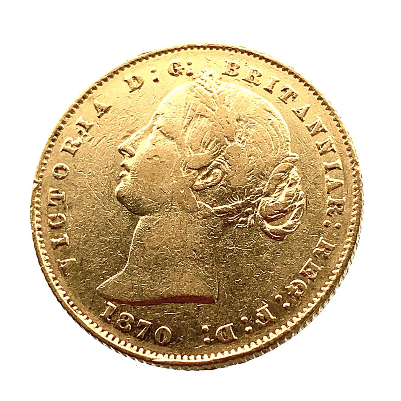 イギリス領 オーストラリア ソブリン金貨 1870年 ヴィクトリア ビクトリア victoria ヤングヘッド 1870年 21.6金 7.98g イエローゴールド GOLD コレクション 美品