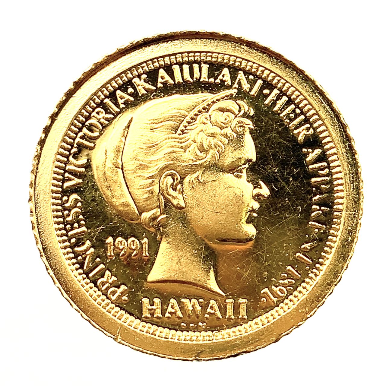 ビクトリア カイウラニ王女 イルカ金貨 ハワイ イエローゴールド 1991年 1.5g 1/20オンス 純金コイン 24金 コレクション Gold