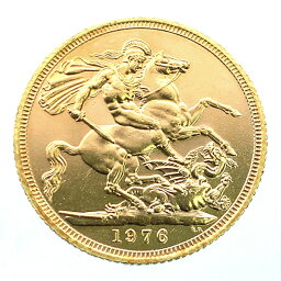 エリザベス2世 金貨 イギリス ソブリン 美品 1976年 22金 8g イエローゴールド コイン GOLD コレクション 美品