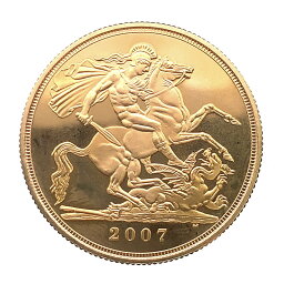 ソブリン金貨 聖ジョージ竜退治 エリザベス2世 金貨 イギリス 2007年 22金 16g イエローゴールド GOLD コレクション 美品