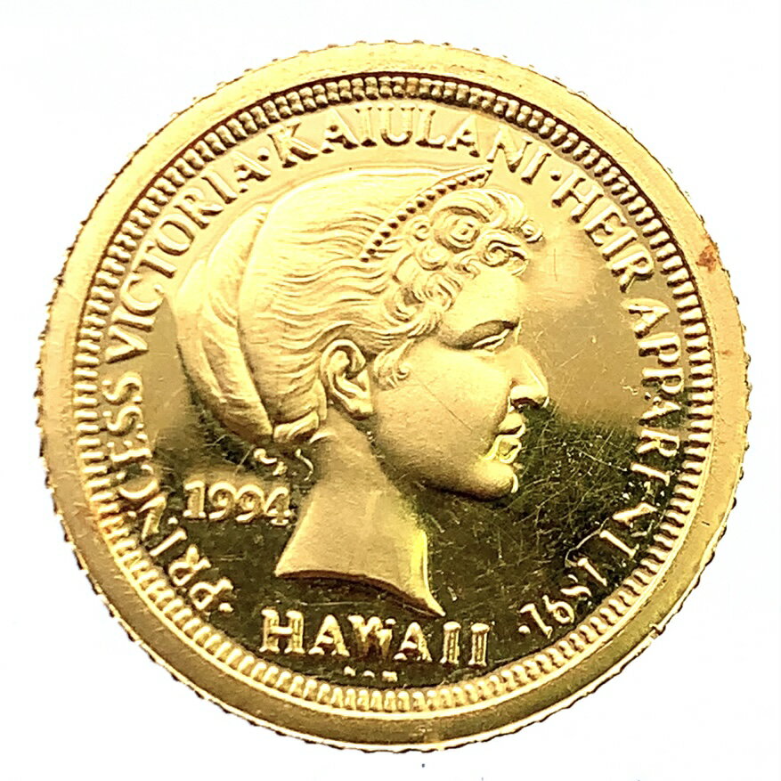 ビクトリア カイウラニ王女 イルカ金貨 ハワイ イエローゴールド 1994年 3.1g 1/10オンス 純金コイン 24金 コレクション Gold