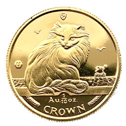 マン島 猫 ねこ キャット金貨 エリザベス女王2世 1/10オンス 1995年 24金 純金 3.1g イエローゴールド コイン GOLD コレクション 美品