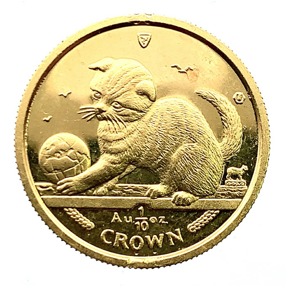 マン島 猫 ねこ キャット金貨 エリザベス女王2世 1/10オンス 2000年 24金 純金 3.1g イエローゴールド コイン GOLD コレクション 美品