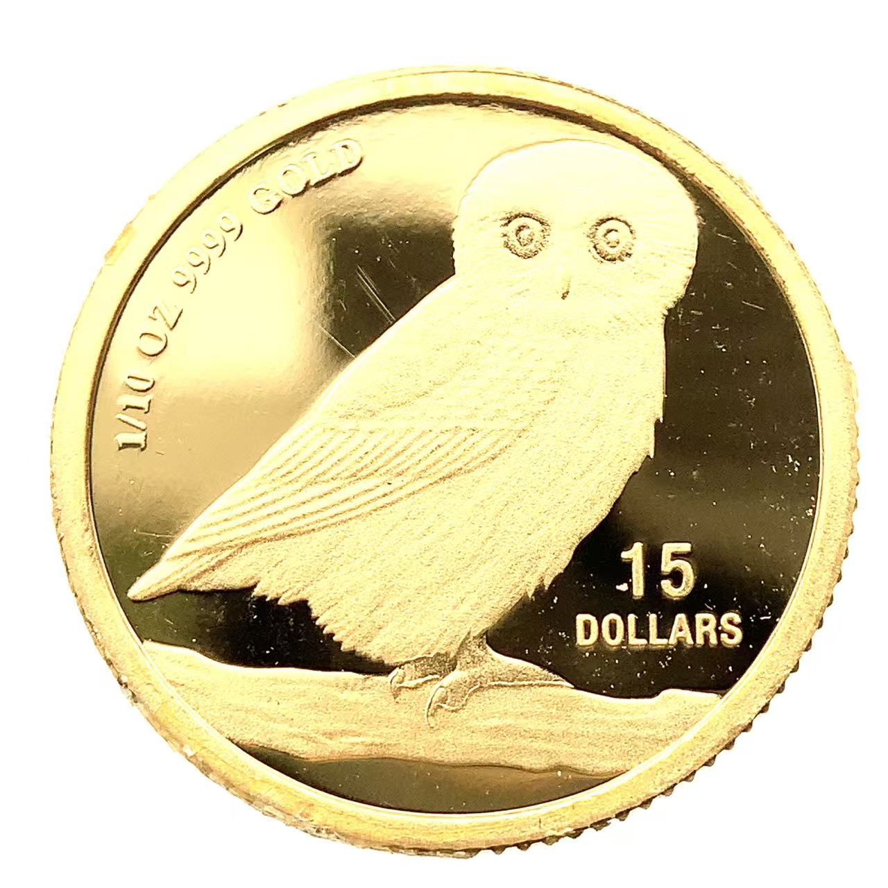 フクロウ金貨 ツバル 2018年 24金 純金 3.1g 1/10オンス イエローゴールド コイン GOLD コレクション 美品