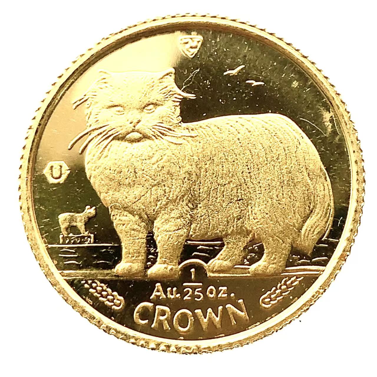 マン島金貨 エリザベス女王 猫 1/25オンス 1989年 1.2g K24 純金 イエローゴールド コレクション Gold