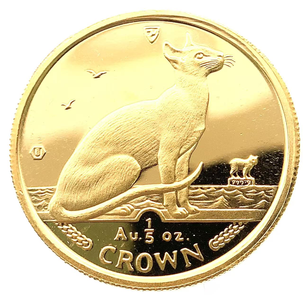 美品 マン島金貨 エリザベス女王 ネコ CAT 猫 キャット 1/5オンス 1992年 6.2g 24金 純金 イエローゴールド コレクション Gold
