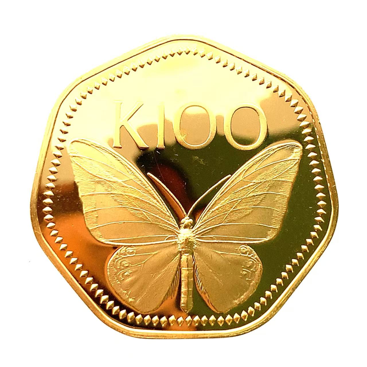 パプアニューギニア トリバネチョウ 100キナ金貨 1978年 9.9g K21.6 イエローゴールド コイン GOLD コ..