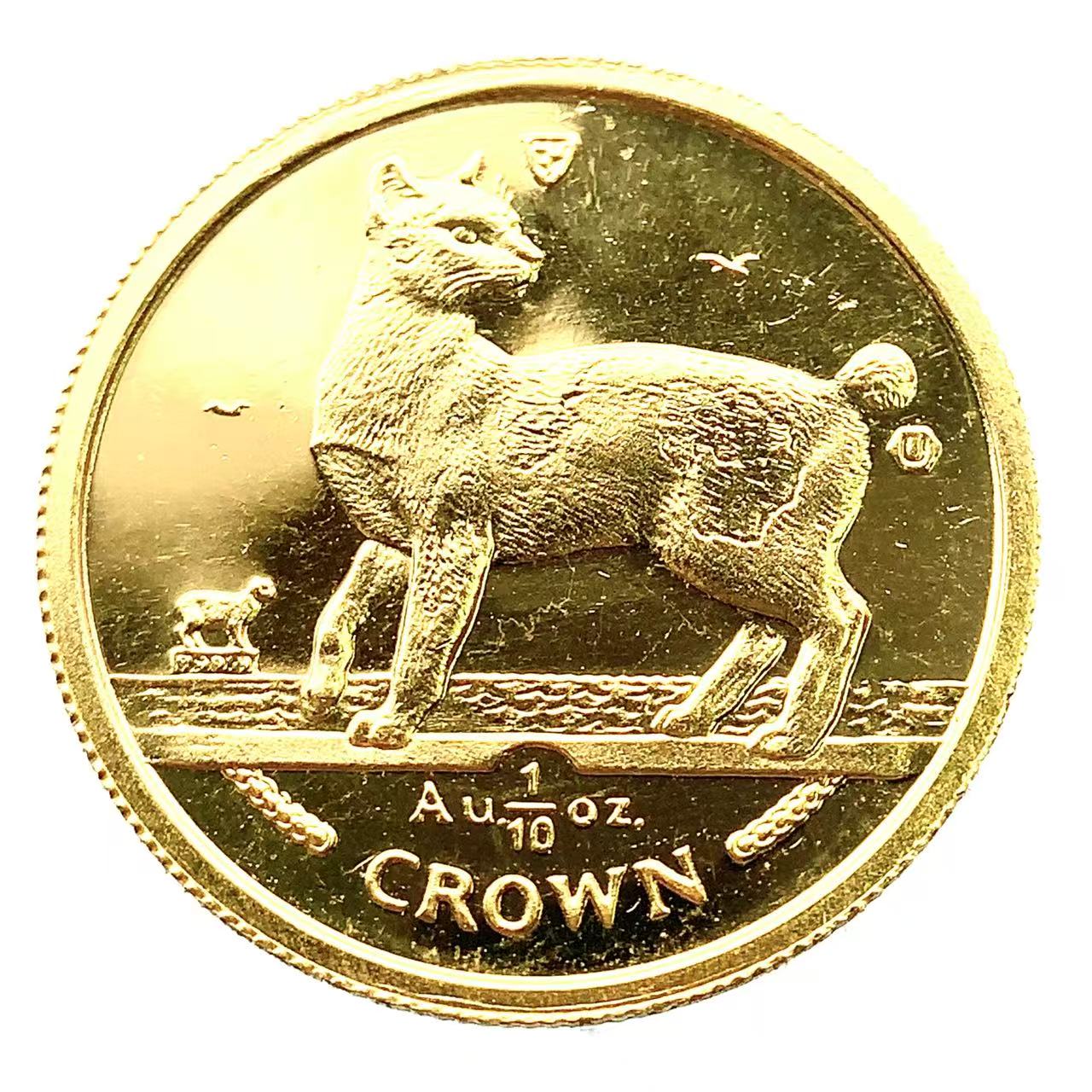 マン島金貨 エリザベス女王 猫 1/10オンス 1994年 3.1g K24 純金 イエローゴールド コレクション Gold