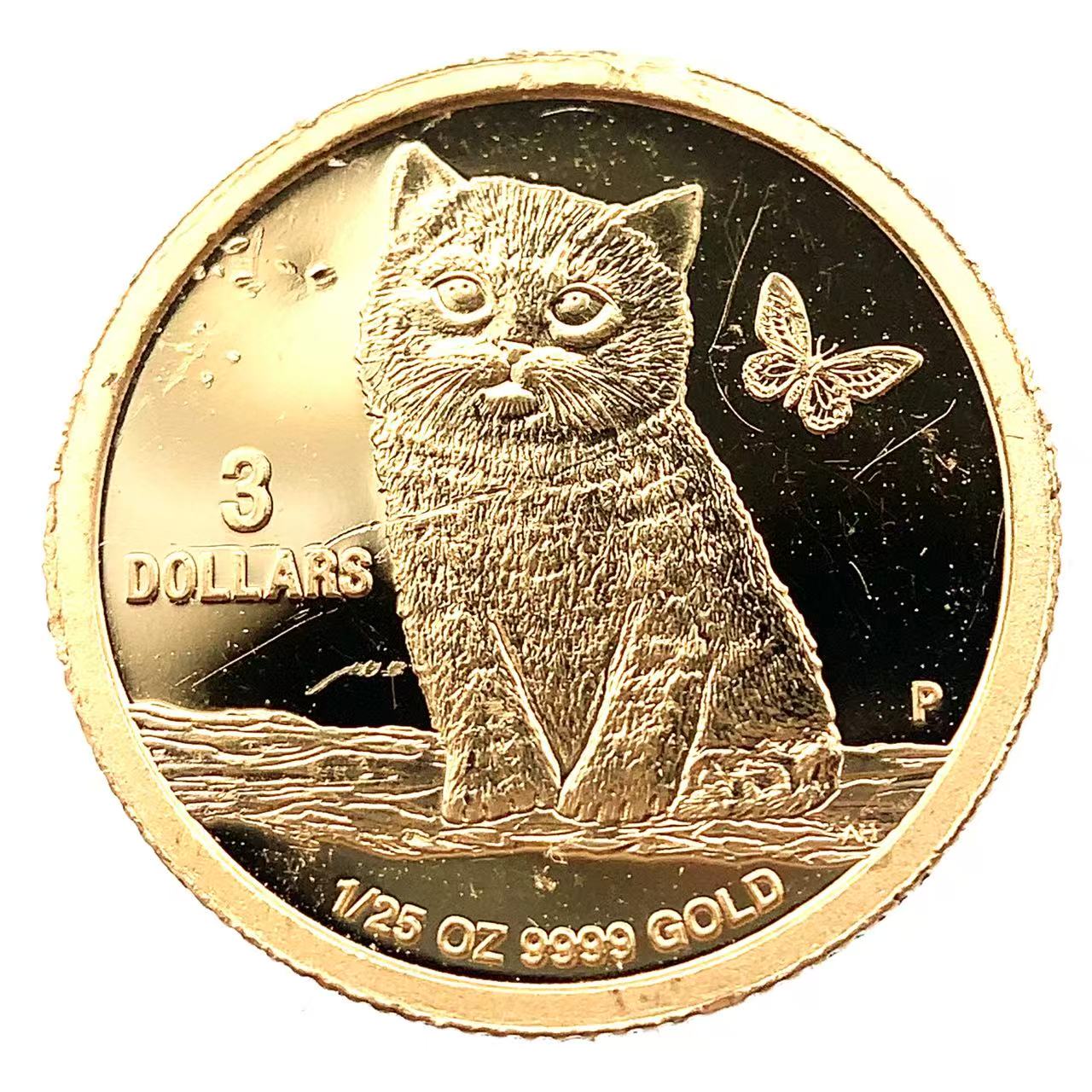 ツバル 猫 ねこ キャット金貨 エリザベス女王2世 1/25オンス 2020年 24金 純金 1.2g イエローゴールド コイン GOLD コレクション 美品