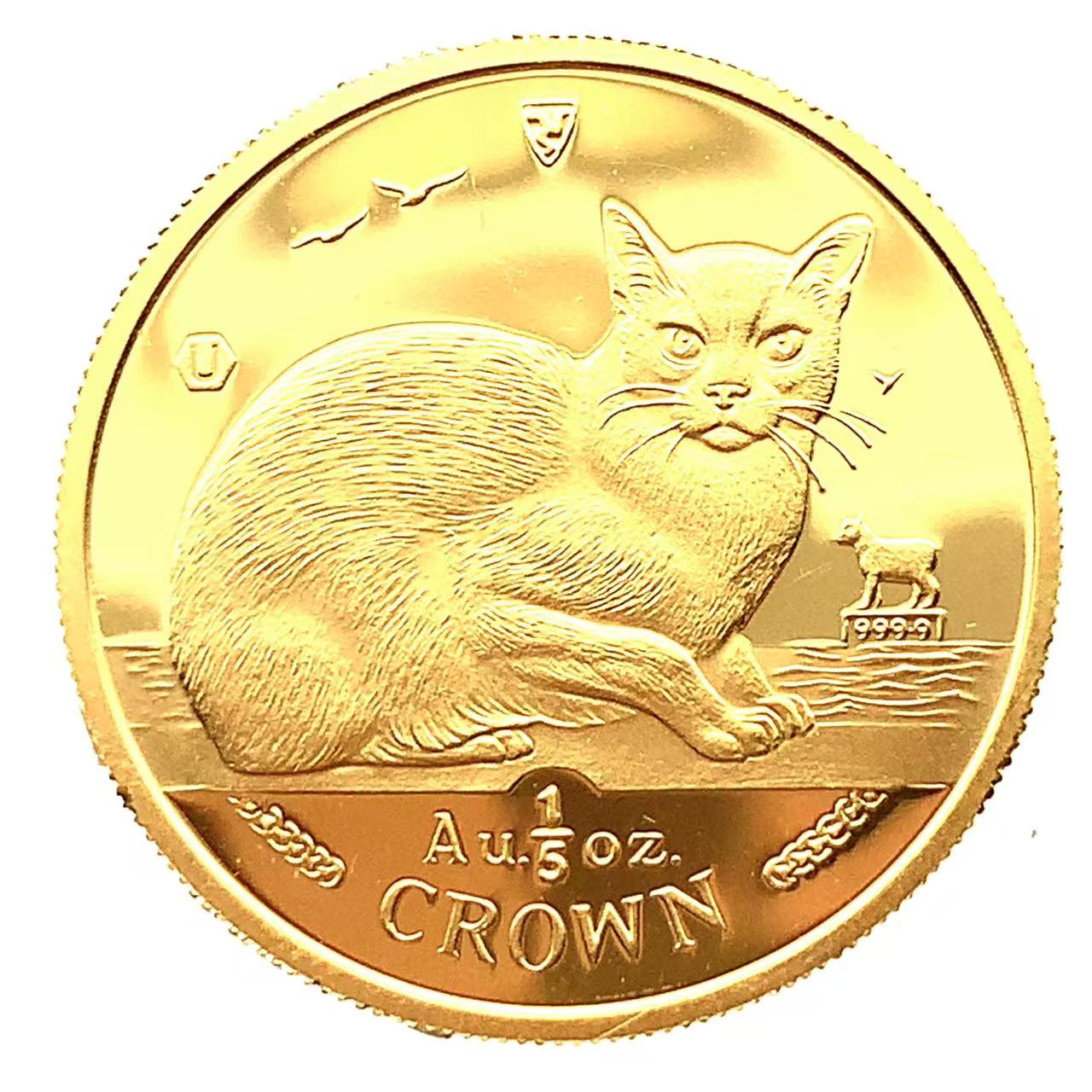 美品 マン島金貨 エリザベス女王 ネコ CAT 猫 キャット 1/5オンス 1996年 6.2g 24金 純金 イエローゴールド コレクション Gold
