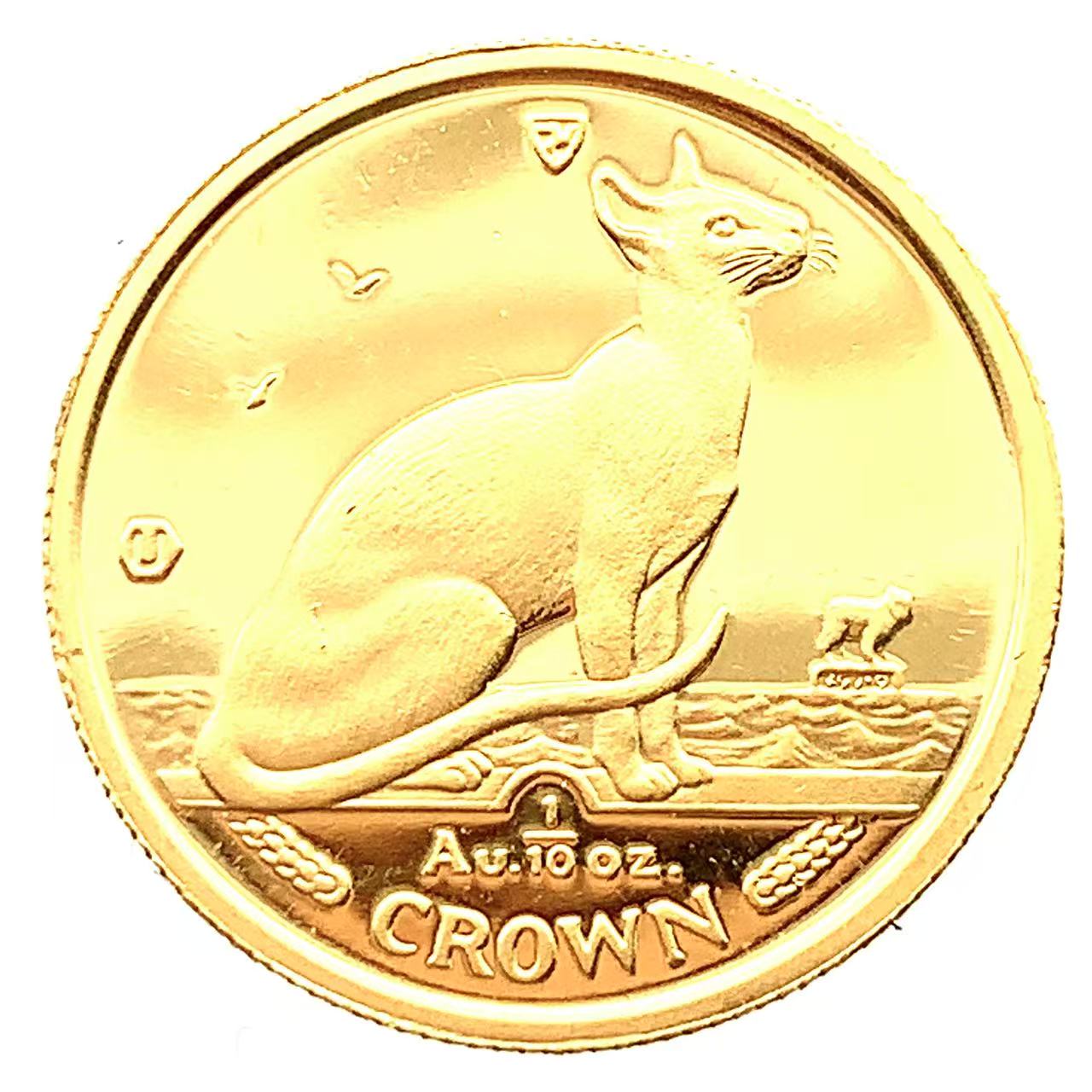 マン島金貨 エリザベス女王 猫 1/10オンス 1992年 3.1g K24 純金 イエローゴールド コレクション Gold