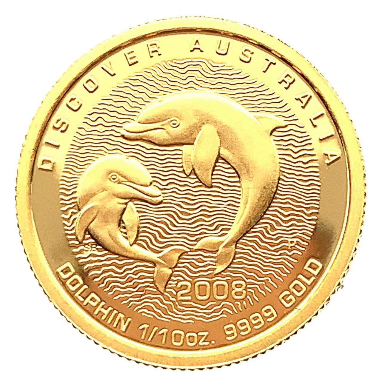 オーストラリア 15ドル金貨 イルカ 2008年 K24 純金 3.1g コイン 1/10オンス コレクション Gold