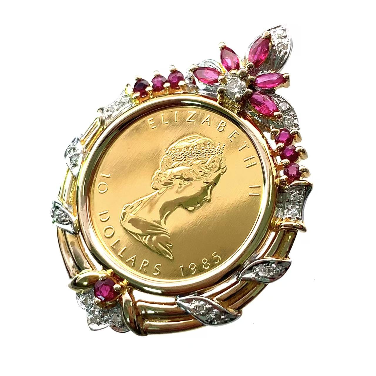 Rakuten - メイプルリーフ 1985年 1/4オンス メイプル金貨 13.2g エリザベス女王 純金 K14/24 ダイヤモンド カナダ王室造幣局 コイントップ