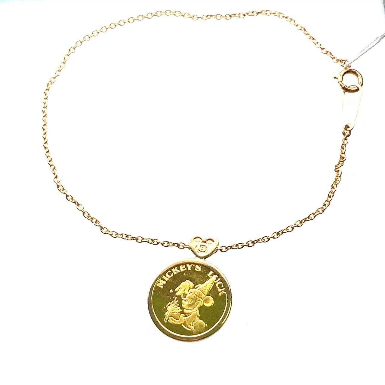 乐天商城 - ディズニー ミッキー 金貨 17.5cm 2.6g 純金 K18/24 コインブレスレット