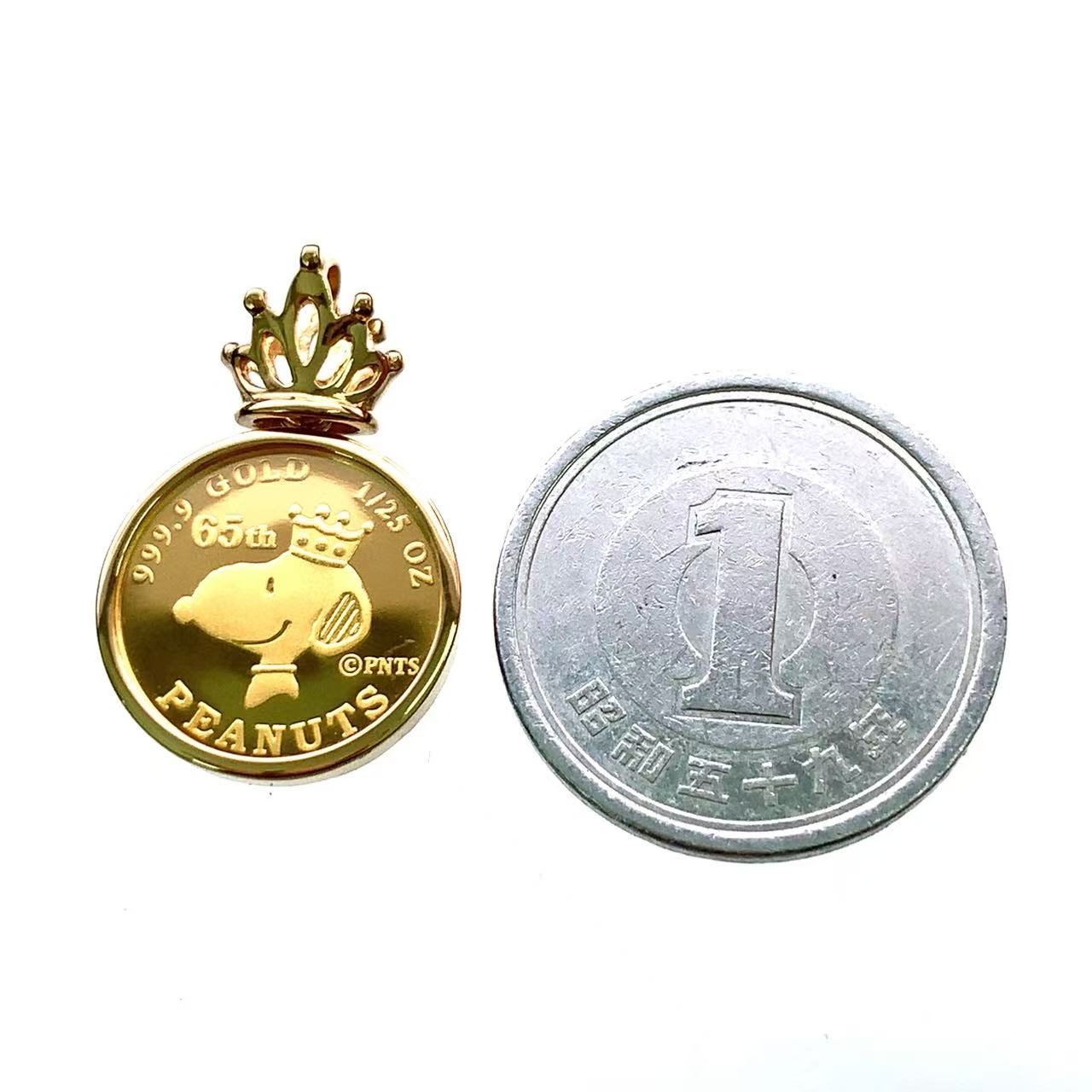 スヌーピー金貨 クック諸島 エリザベス女王 2015年 2.7g 純金 K18/24 1/25オンス ...