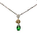 グリーングロッシュラーガーネット 0.427ct ダイヤモンド ネックレス ペンダントトップ ホワイトゴールド イエローゴールド 18K 45cm 3.8g ソーティング ローズ デザイン(4)