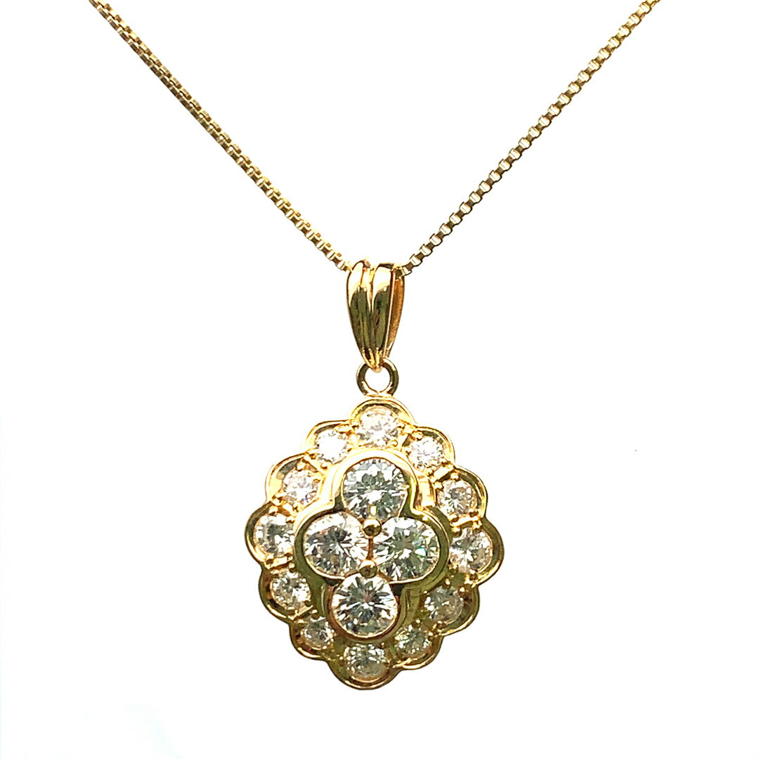 商品詳細 状態 中古（非常に良い） 素材 ■K18 ■宝石： ダイヤモンド1.00 詳細 ■ペンダントサイズ：約縦22mm × 横13mm ■首回り：～45cm ■重さ：4.4g 付属品 品質保証書 注意 ※多少の誤差が生じる場合がございま...