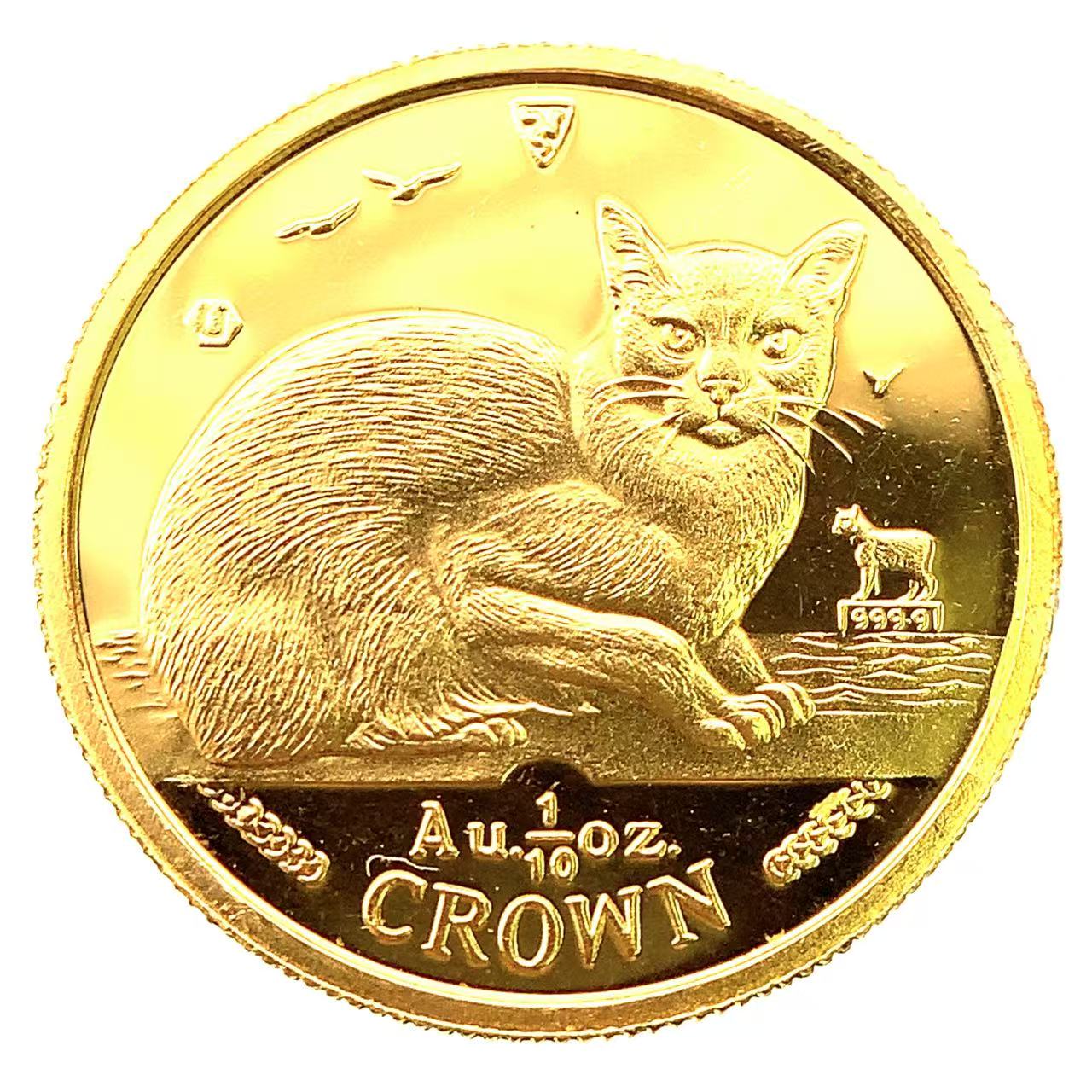 マン島金貨 エリザベス女王 猫 1/10オンス 1996年 3.1g K24 純金 イエローゴールド コレクション Gold