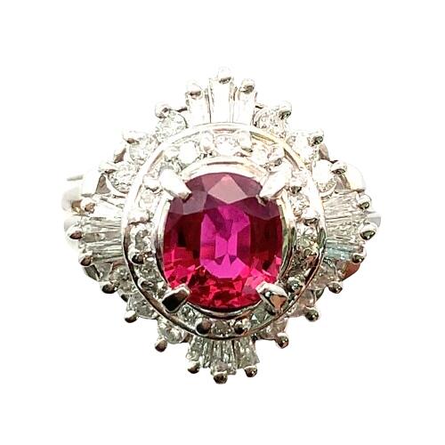 ルビー 0.83ct ダイヤモンド デザイン リング プラチナ PT900 9号 6.1g