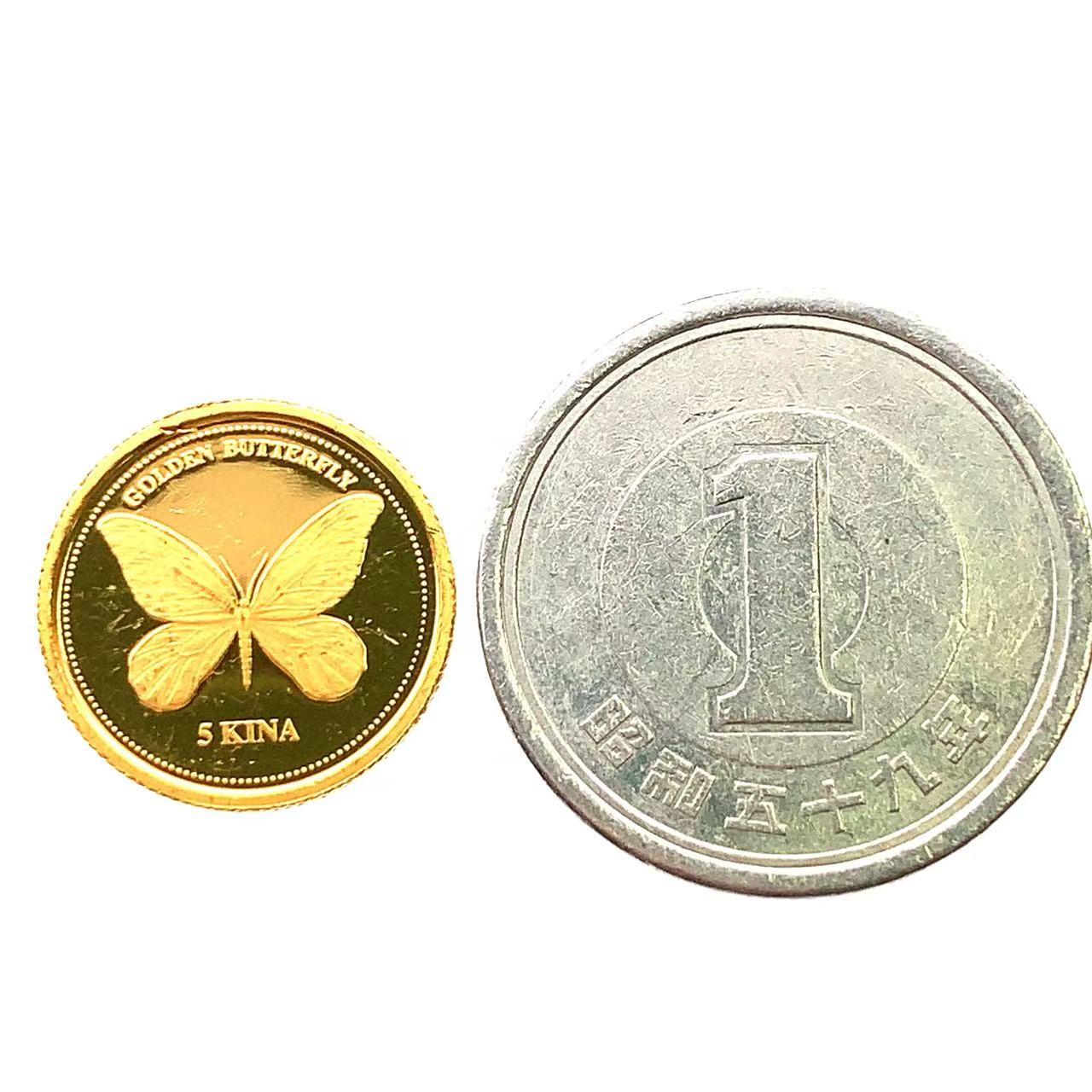 パプアニューギニア トリバネチョウ 5キナ金貨 1993年 1.2g K24 イエローゴールド コイン GOLD コレクション