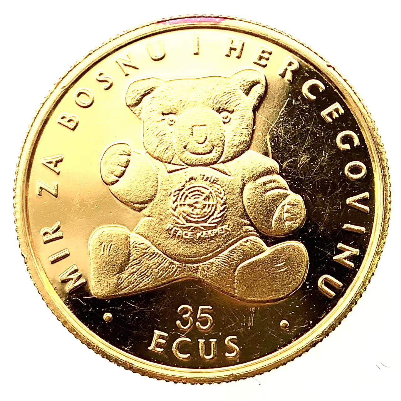 テディベア金貨 ボスニア・ヘルツェゴビナ エリザベス女王 1995年 3.1g 純金 K24 1/10オンス コイン コレクション 美品
