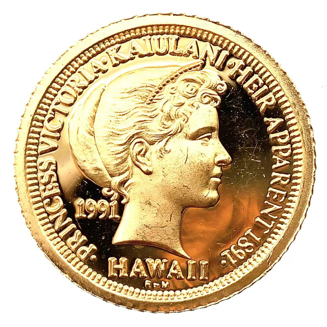 ビクトリア カイウラニ王女 イルカ金貨 ハワイ イエローゴールド 1991年 3.1g 1/10オンス 純金コイン 24金 コレクション Gold