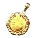 美品 天使金貨 コインペンダント ジブラルタル エンジェル 2002年 K18/24 6g 1/10オンス 純金 イエローゴールド Gold
