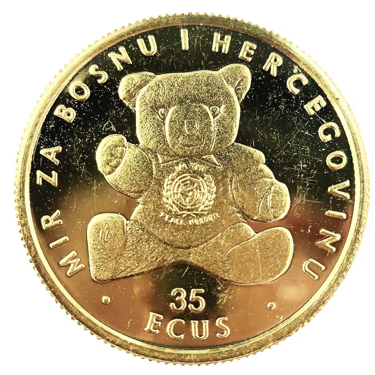 テディベア金貨 ボスニア・ヘルツェゴビナ エリザベス女王 1995年 3.1g 純金 K24 1/10オンス コイン コレクション 美品