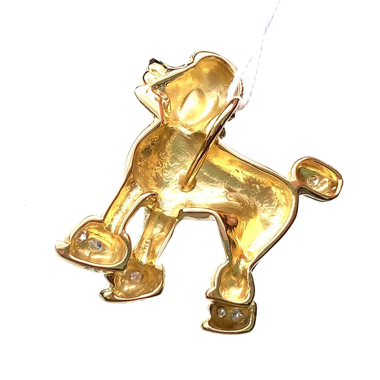 犬 いぬ ペンダント ダイヤモンド イエローゴールド 4.7g