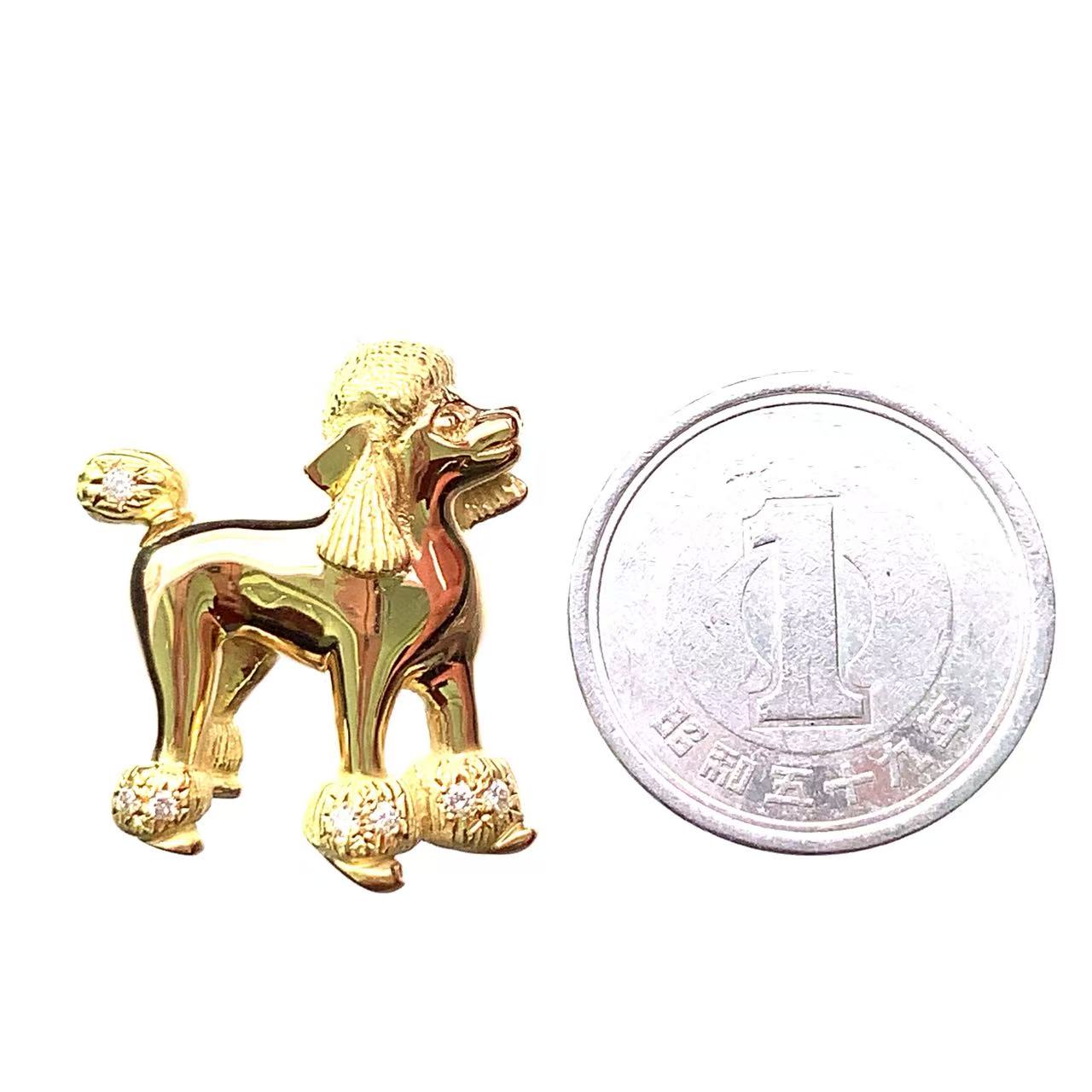 犬 いぬ ペンダント ダイヤモンド イエローゴールド 4.7g