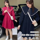 大きいサイズ ワンピース ホワイトレース縁取りビッグカラー パフスリーブ 長袖 フロントボタン ピンタックプリーツ ハイウエスト切り替え プリーツスカート Aライン ブラック ダークピンク LL 3L 4L 5L 2022秋冬新着 【予約】